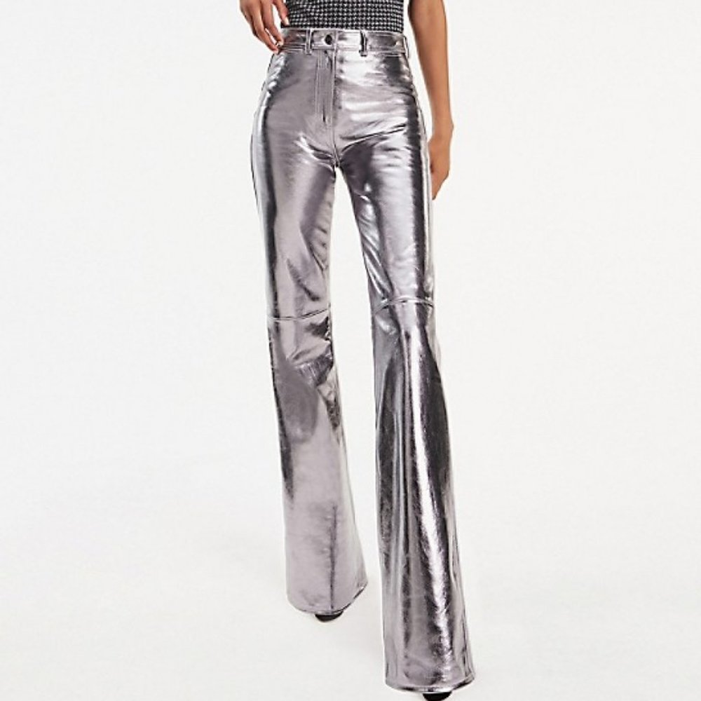 Tommy x Zendaya Metallic Leather Bootcut Trousers